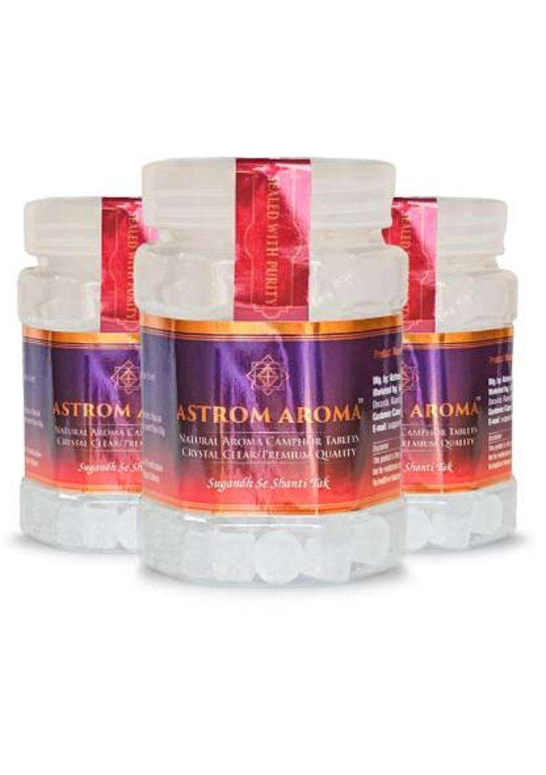 Astrom Aroma Premium Camphor Tablets For Puja & Home Freshness(3 100 Gm) (300 G) - Indya