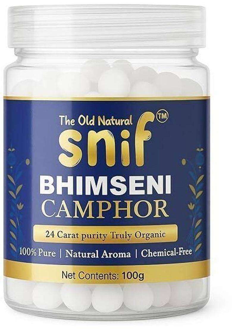 The Old Natural Snif Bhimseni Camphor 100% Pure & Organic Aroma Chemical-Free Kapur (100 G) - Indya