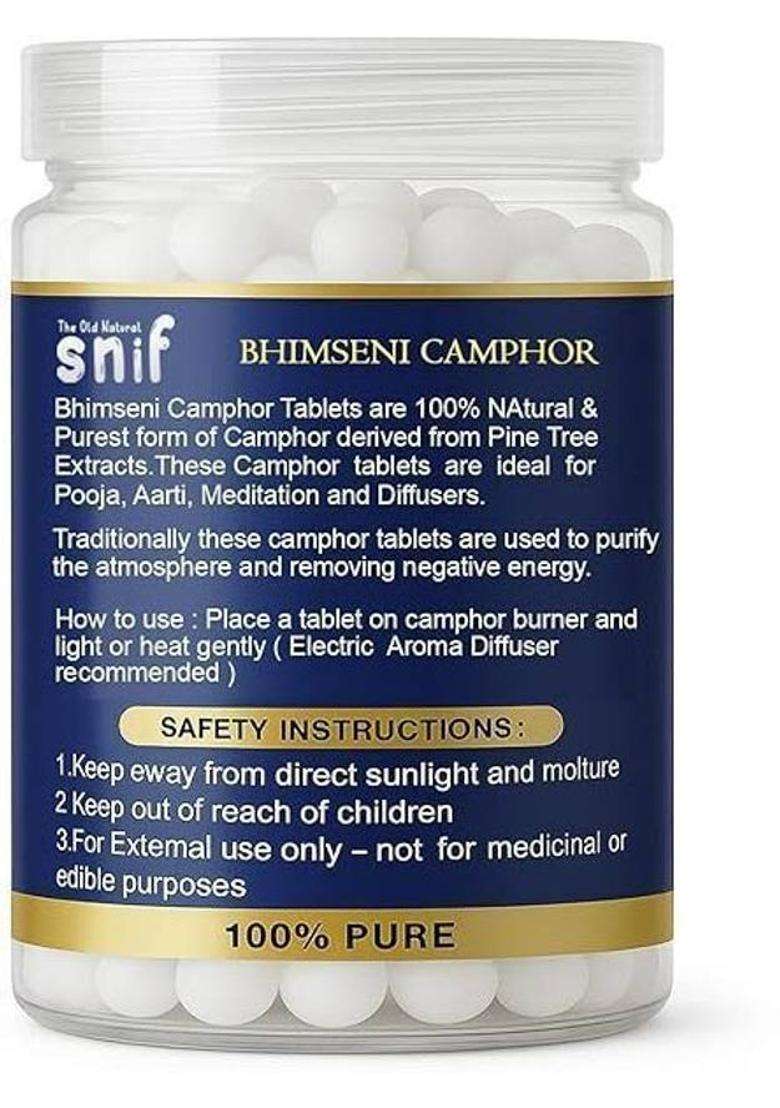 The Old Natural Snif Bhimseni Camphor 100% Pure & Organic Aroma Chemical-Free Kapur (100 G) - Indya