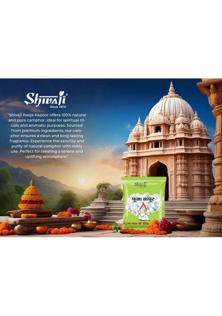 Shivaji Pooja Organic Havan Kapoor Long Lasting Camphor Tablets For PujaMandir- 3 Pack (60 G) - Indya