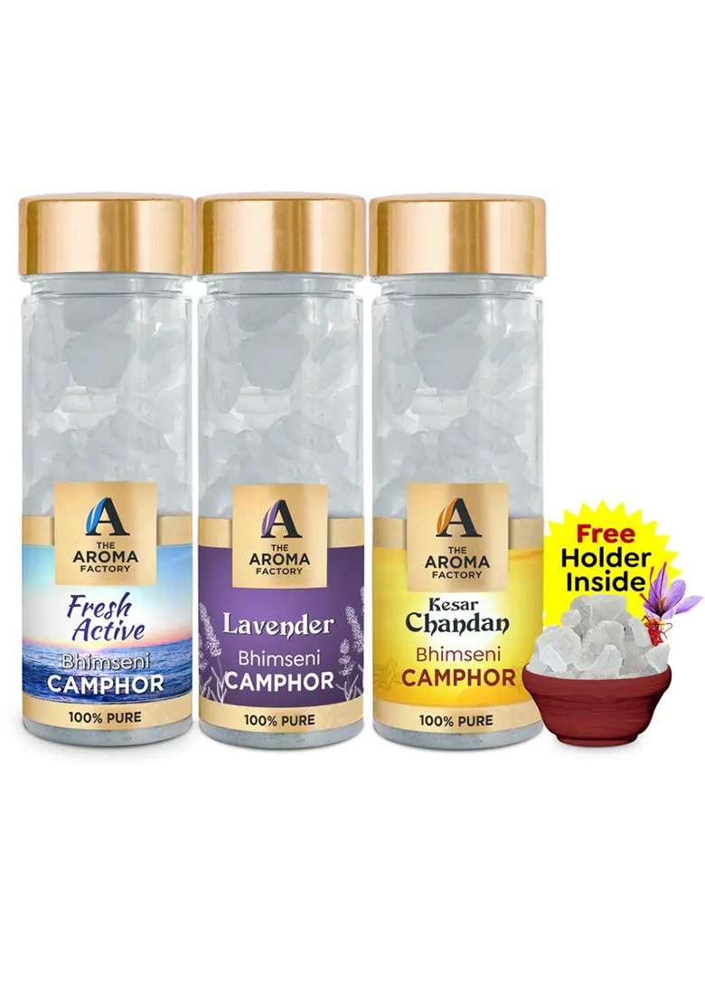 The Aroma Factory Camphor Fresh Active Lavender & Kesar Chandan (390 G) - Indya