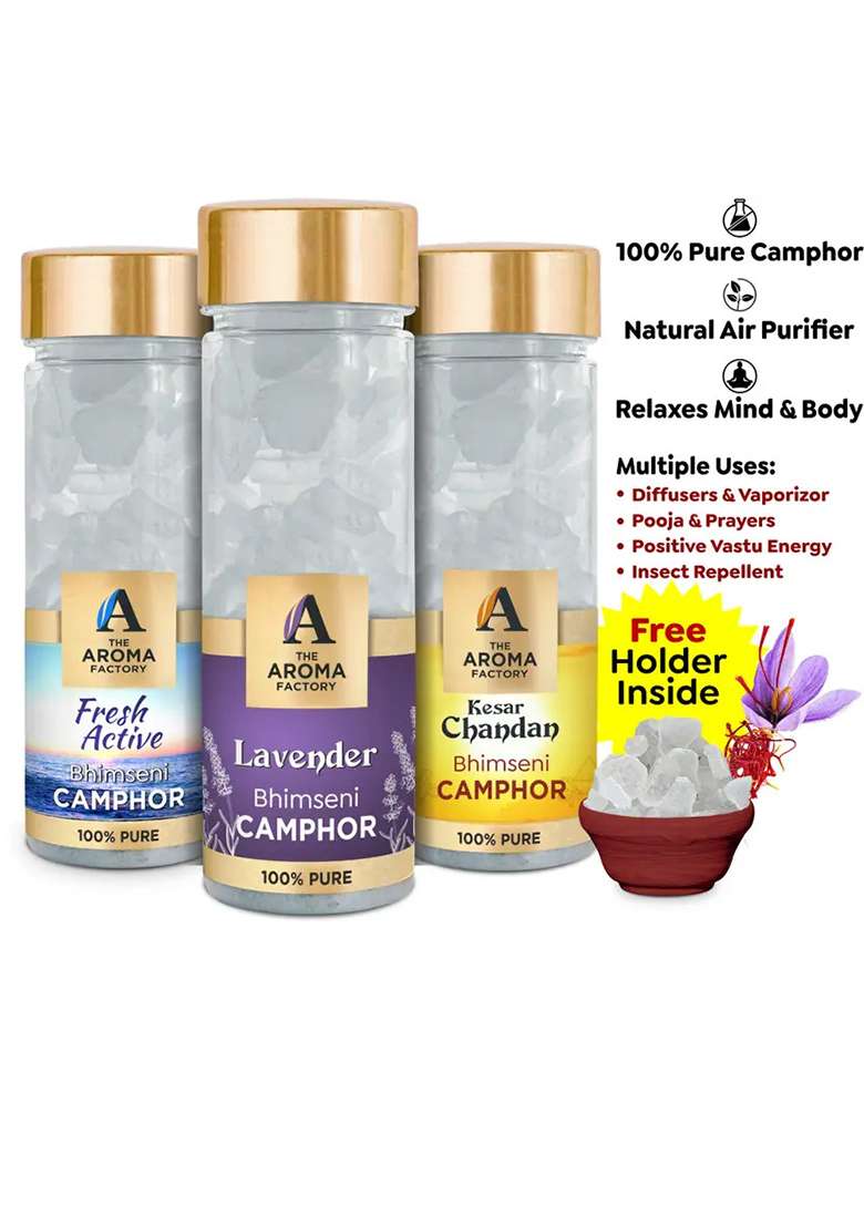 The Aroma Factory Camphor Fresh Active Lavender & Kesar Chandan (390 G) - Indya