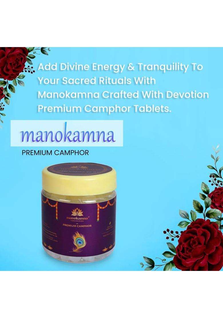 Manokamna Premium Camphor 50G Pack Of 1 Shuddh For Daily Puja And Havan - Indya