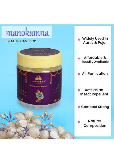 Manokamna Premium Camphor 50G Pack Of 1 Shuddh For Daily Puja And Havan