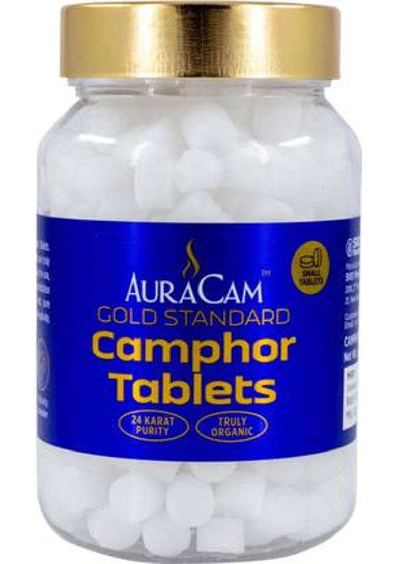 Auracam Gold Standard Camphor Tablets For Puja/Pure Kapoor - (Small Pack Of 1 100G) (100 G) - Indya