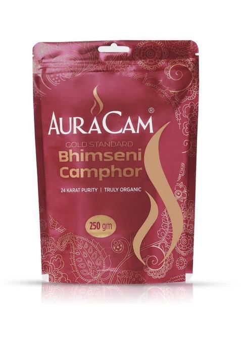 Auracam Gold Standard Pure Bhimseni Camphor Pouch For Kapoor Pooja, Hawan, (Pack Of 1) (250 G)