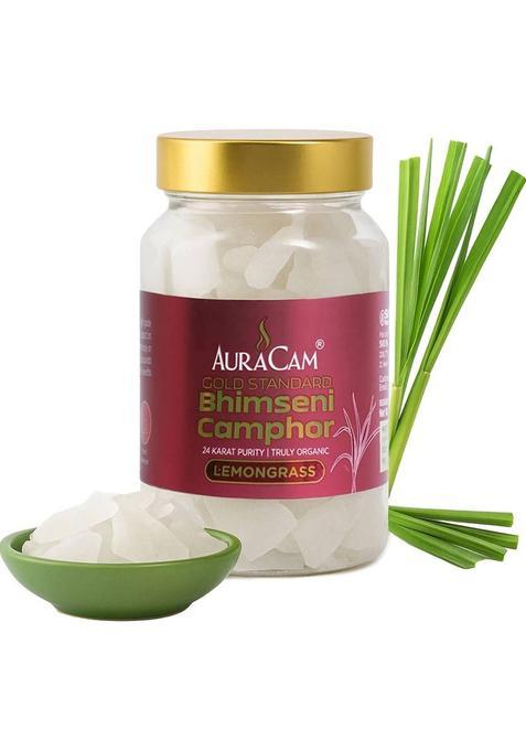 Auracam Gold Standard Bhimseni Camphor For Pooja Havan (Lemongrass 100Gm Pack Of 1) (100 G)