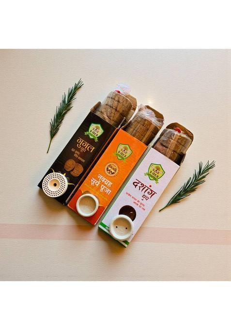 Ved Natural Products Premium Cow Dung Combo | Gugal, Dashang & Navgrah Surya Puja (27 Units)