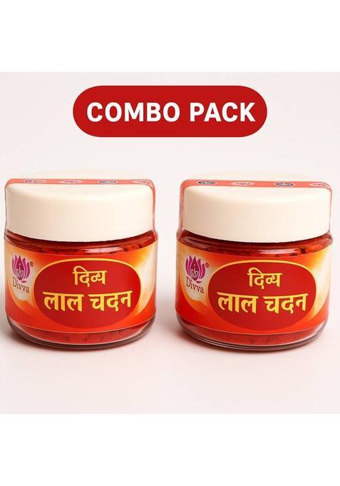 Shri Radha Krishna Elegance Divya Sugandh Red Danedar Chandan Puja Combo Of 2 Premium Spiritual Set 40Gm (40 G)