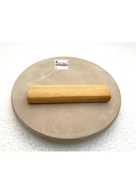 Brij Haat Stone Chandan Rubbing Chakla Pata With Sandalwood Stick Size Small ( 4 Inch )