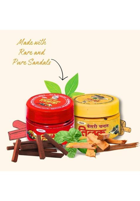Mygodgift Combo Of 2 Chandans(Red + Yellow)Tika - 50G Both/Chandan(Sandalwoods)Tilak Paste (50 G)
