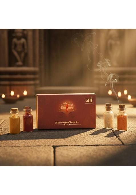 Japam Puja Tilak Set Chandan Haldi Kumkum & Rice For Rituals And Ceremonies