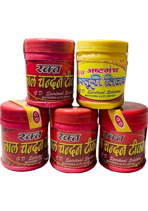 Anilstore Pack Of 5 Red Chandan Tilak With Yellow Free(200 Gm)