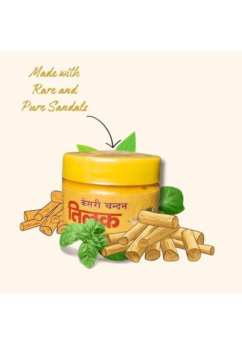 Mygodgift Yellow(Kesri) Chandan Tika/Tilak Paste - Made With Pure & Rare Sandalwoods (50 G)