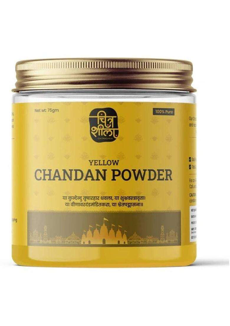 Chitrashila 100% Pure Yellow Chandan Powder Cooling & Herbal Tilak/Tika For Pooja Hawan (75 G) - Indya