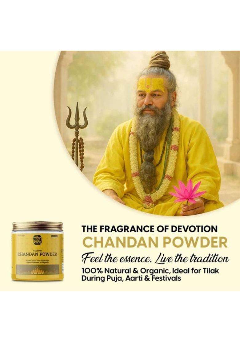 Chitrashila 100% Pure Yellow Chandan Powder Cooling & Herbal Tilak/Tika For Pooja Hawan (75 G) - Indya