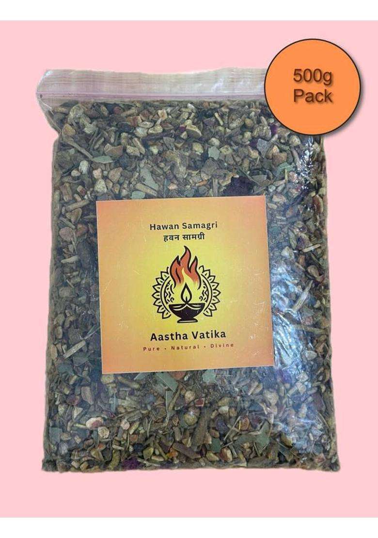 Aastha Vatika 100 % Natural Yagya Samagri Blend Hawan (500 G) - Indya