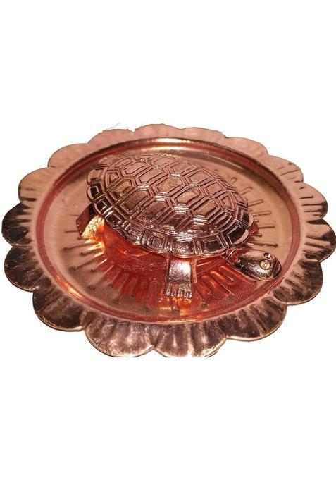 Uniqon (Pack Of 1) Wish Fulfillment (No.2) Kachua Laxmi Yantra (9Cm Size) Vaastu/Fengshui Traditional Religious Tortoise/Turtle With Plate/Thali For Wealth/Prosperity/Peace/Success Puja Decorative Showpiece Copper (1 Pieces Brown)