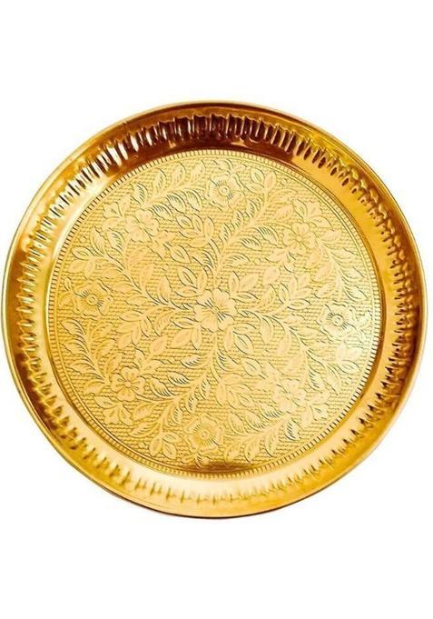 The Spiritual Living Brass Pooja Thali | Items Puja For Home (1 Pieces, Gold)