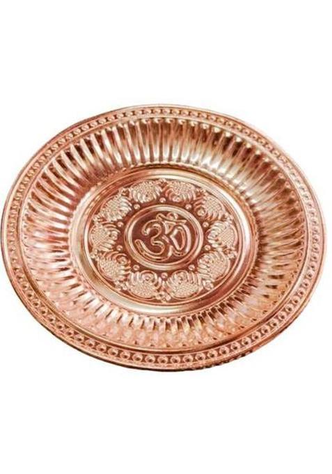 Lalit Om Pooja Plate Copper (1 Pieces, Brown)