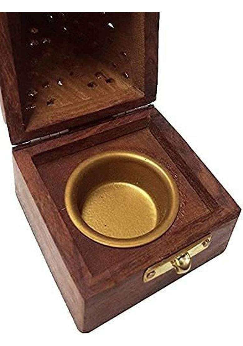 Sankalan Creations Pyramid Shape Incense Sticks Holder Wooden Box (1 Pieces Multicolor) - Indya