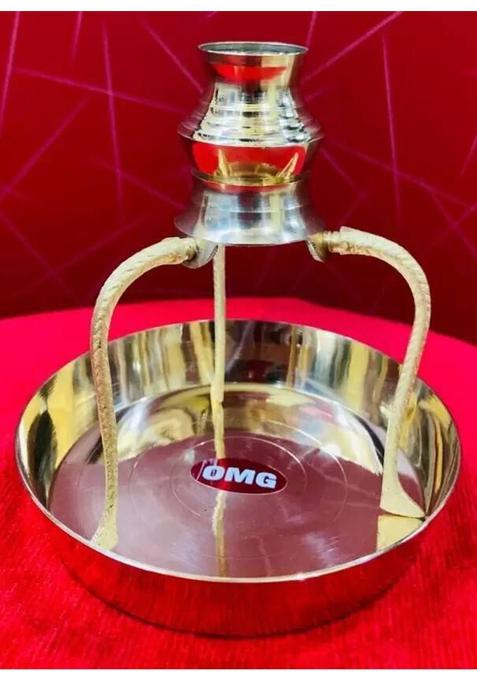 Daridra Bhanjan Shivling Stand/Tipai With Abhishek Lotiand Plate Brass (1 Pieces Gold)