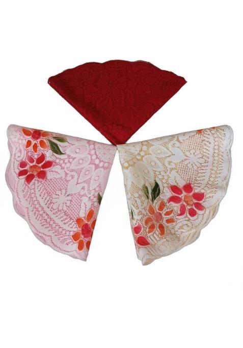 Nimmi Decore Of Pooja Thali Designer Flower Design Thal Posh Plate Cover Combo 3 Cotton (3 Pieces Multicolor)