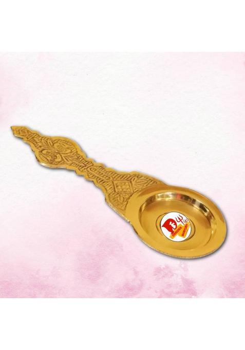 Daridra Bhanjan Brass Karpoor Dani / Kapoor Stand For Puja Chamach (1 Pieces Gold)