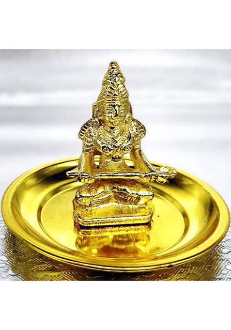 Religious Puja Kit Annapurna Mata Goddess Of Food Ji Idol Statue Gold Plated (1 Pieces, Gold)
