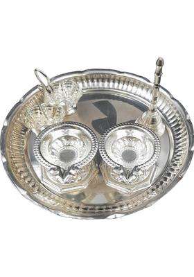 Varalakshmi Pooja Thali Set Made Of German Silver For Plated (4 Pieces Silver)