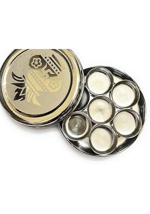 Gptrade Stainless Steel Puja Dibbi | Pooja Box Kumkum Haldi Chawal (1 Pieces, Silver)