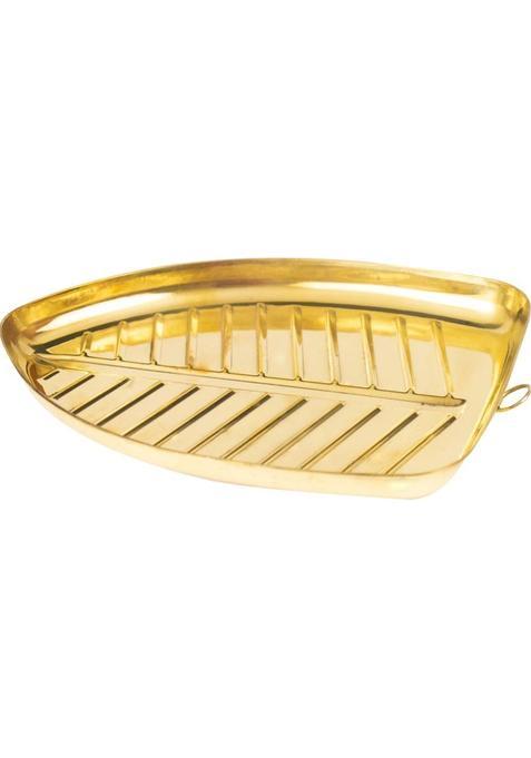 Putrika Traditional Handcrafted Brass Thali/Aarti Plate For Pooja/Worship - Banana Leaf Thali-S-1 (1 Pieces Gold)