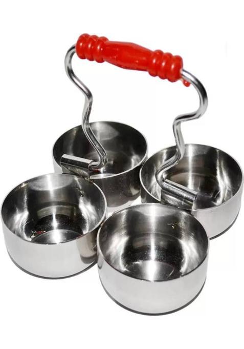 Snehatrends Stainless Steel Four Bowls Round Haldi Kumkum Rice Holder 1Pc (Silver)