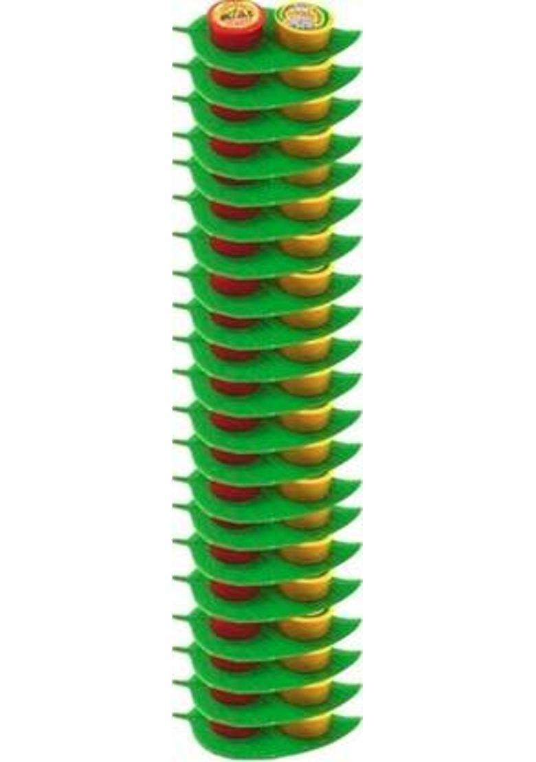 Dhave Leaf Shape Kumkum Haldi Thampoolam Set 25 Pcs Plastic (25 Pieces Yellow Green Red) - Indya