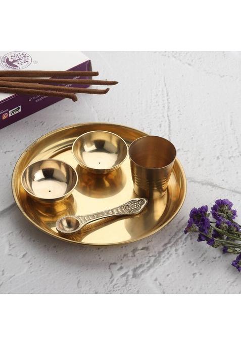 Flipkart Smartbuy Pure Brass Pooja Thali Set | Ki For Diwali (1 Pieces, Gold)