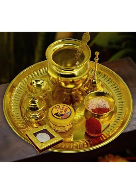 Me&You Graceful Pooja Thali For Navratri & Other Festivals | Gifting Ready Brass (Gold)