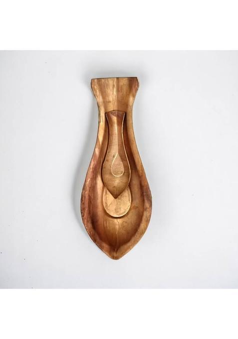 Divine Bazaar Copper Kosha Kushi: Hindu Puja Ritual Spoon Set (2 Pieces, Brown)