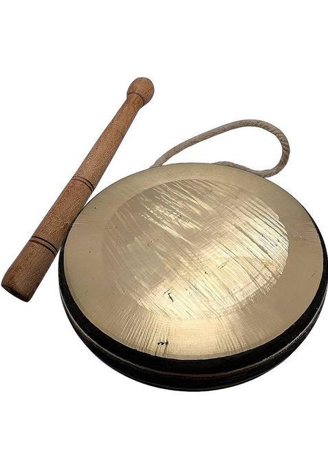 Mle Traditional Brass Pooja Bell/Kasar/Ghanta With Wooden Stick (1 Pieces Gold)