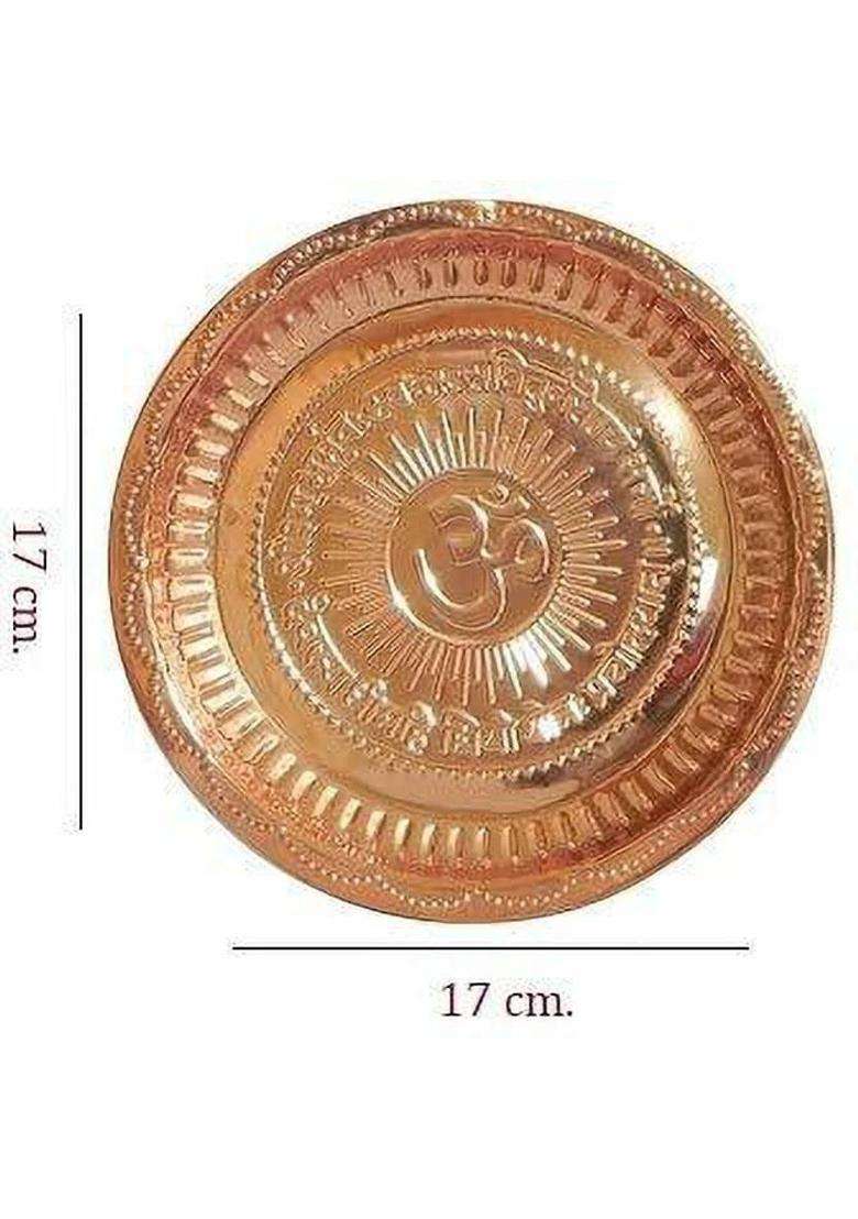 Akshthali Traditional Brass Pooja Thali Set Copper (1 Pieces Gold) - Indya