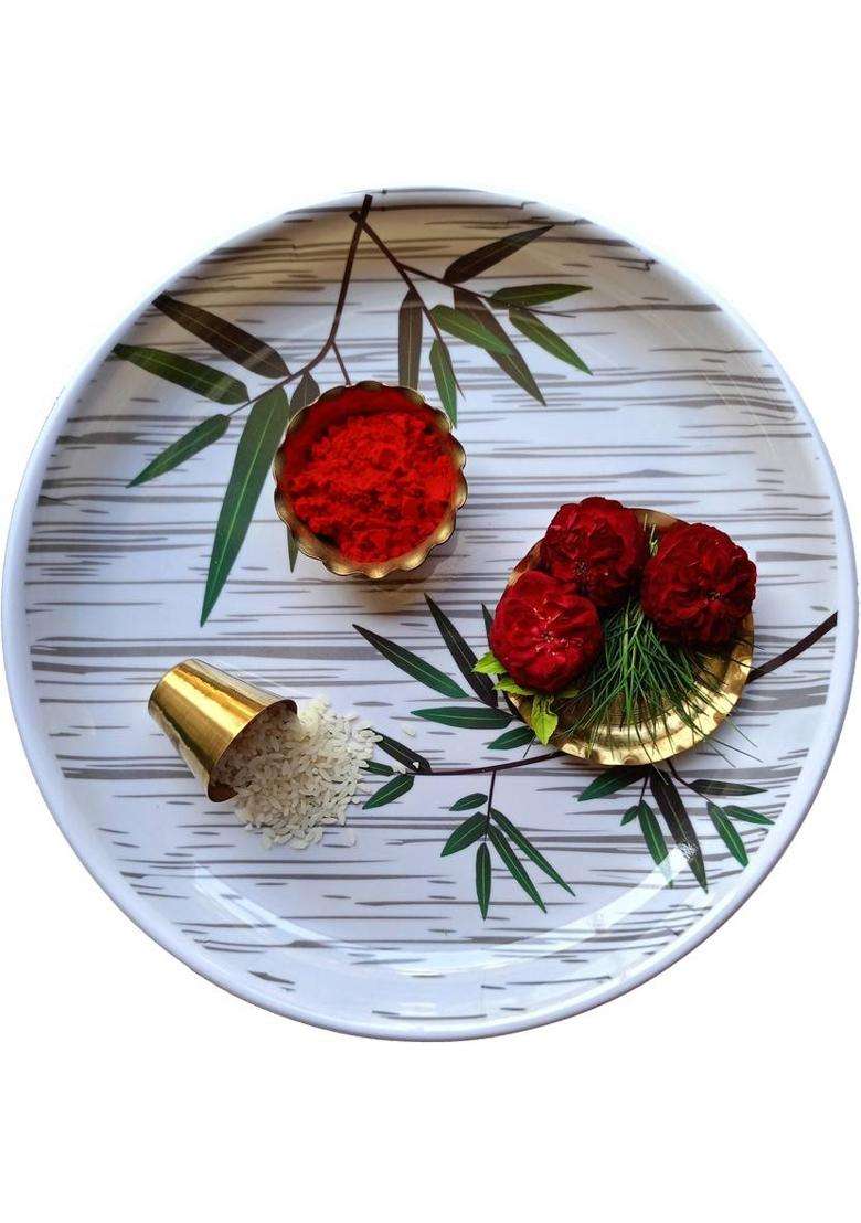 Ssunshiine Pack Of 6 Small & Light Weight Brass Plate Glass Bowl For Pooja Worship (6 Pieces Gold) - Indya