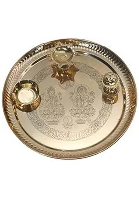 Hari Kitchen Store Pooja Thali For Worship(Brass, Gold Colour) Brass (1 Pieces, Gold)