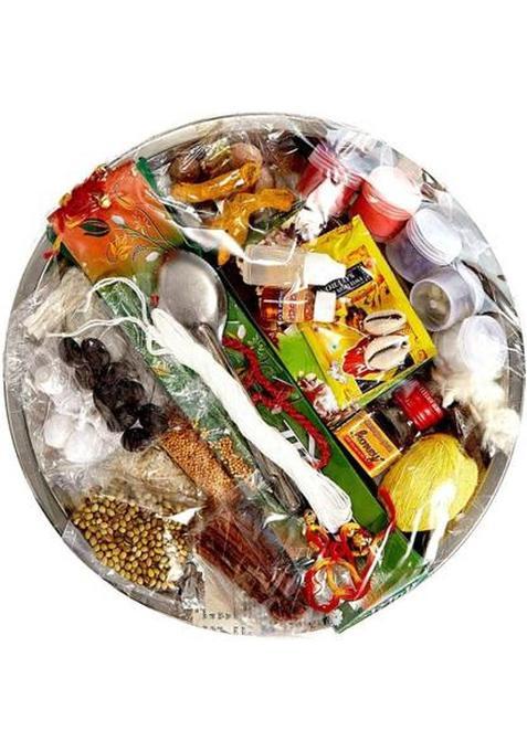 Me & You Pooja Thali Set For Diwali, Dhanteras, Housewarming Stainless Steel (Multicolor)