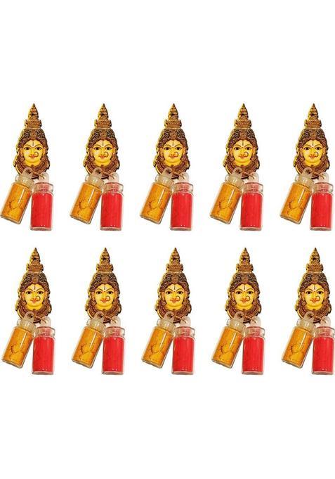Sri Yagnaa Pack Of 10 Laxmi Mdf Haldi Kumkum Set - Pasupu Return Gifting Wooden (10 Pieces, Multicolor)