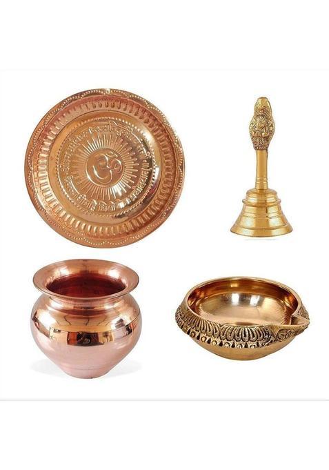 Brrl Puja Thali Combo - B Bau Copper (1 Pieces Gold)