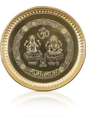Bengalen Brass Pooja Plate 8 Inch For Design Puja Thali Set Home Mandir Return Gift Items (1 Pieces Gold)