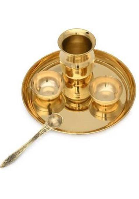Value Crafts Brass Bhog Thali (5 Pieces Gold)