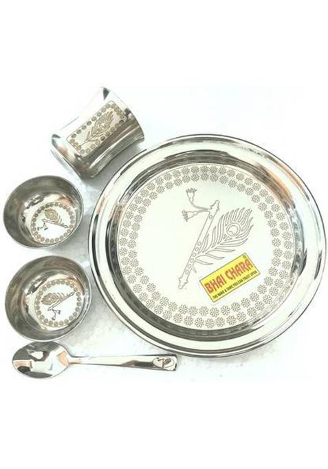 Bhai Chara Laddu Gopal Ji Pooja Thali Stainless Steel (5 Pieces Steel)