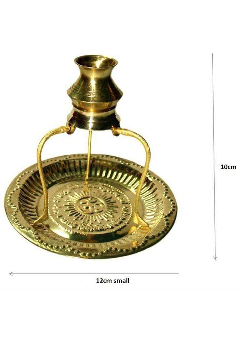 Daridra Bhanjan Shivling Stand Abhishek For Pooja Kalash Brass Gold (3 Pieces Gold) - Indya