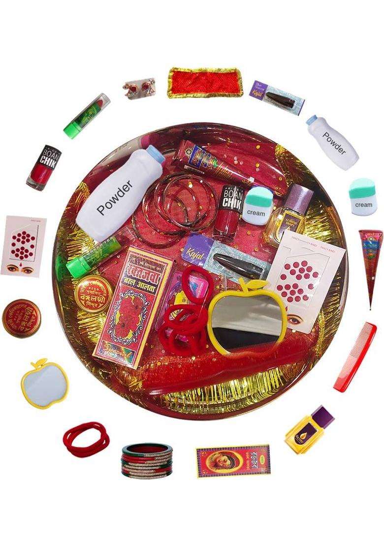 Symbelle 16 Shringar Kit For Pooja Indian Worship Set Complete Puja Accessories Plastic (1 Pieces Multicolor) - Indya