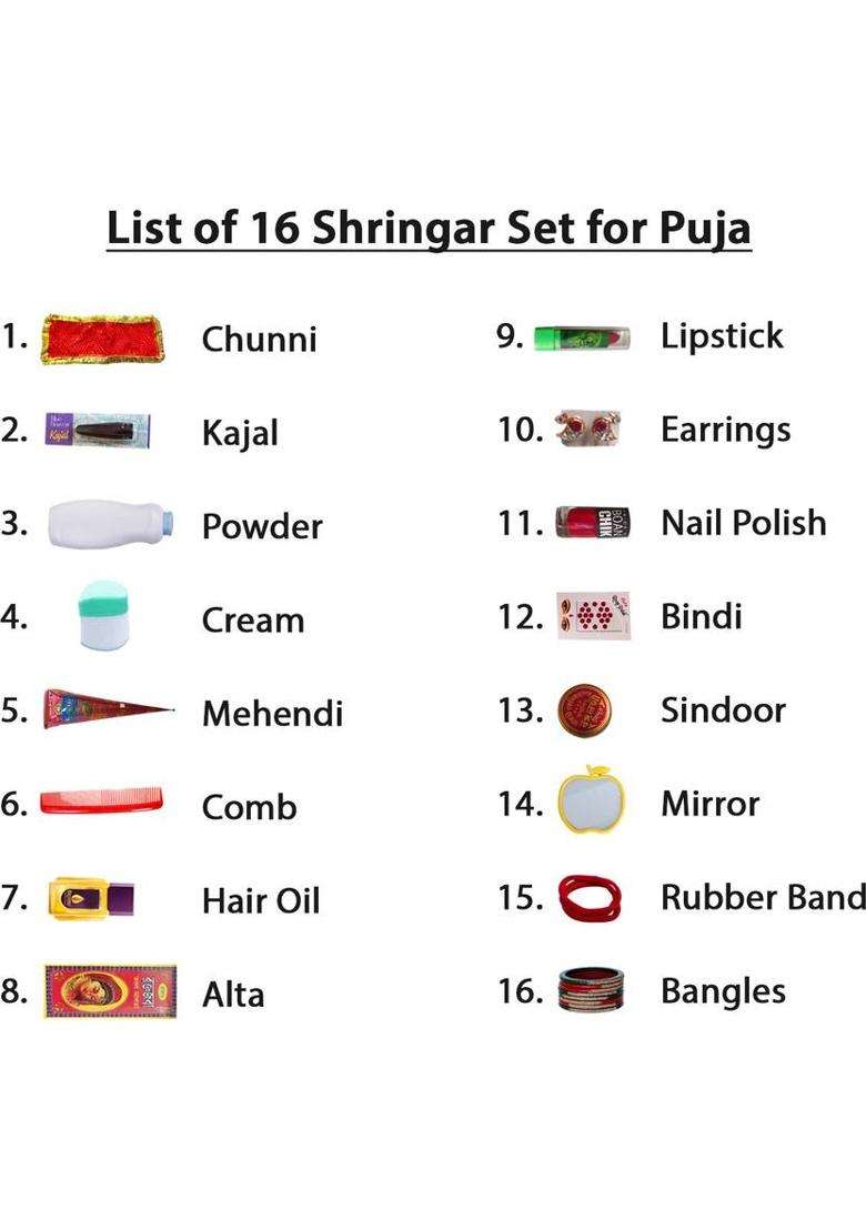 Symbelle 16 Shringar Kit For Pooja Indian Worship Set Complete Puja Accessories Plastic (1 Pieces Multicolor) - Indya